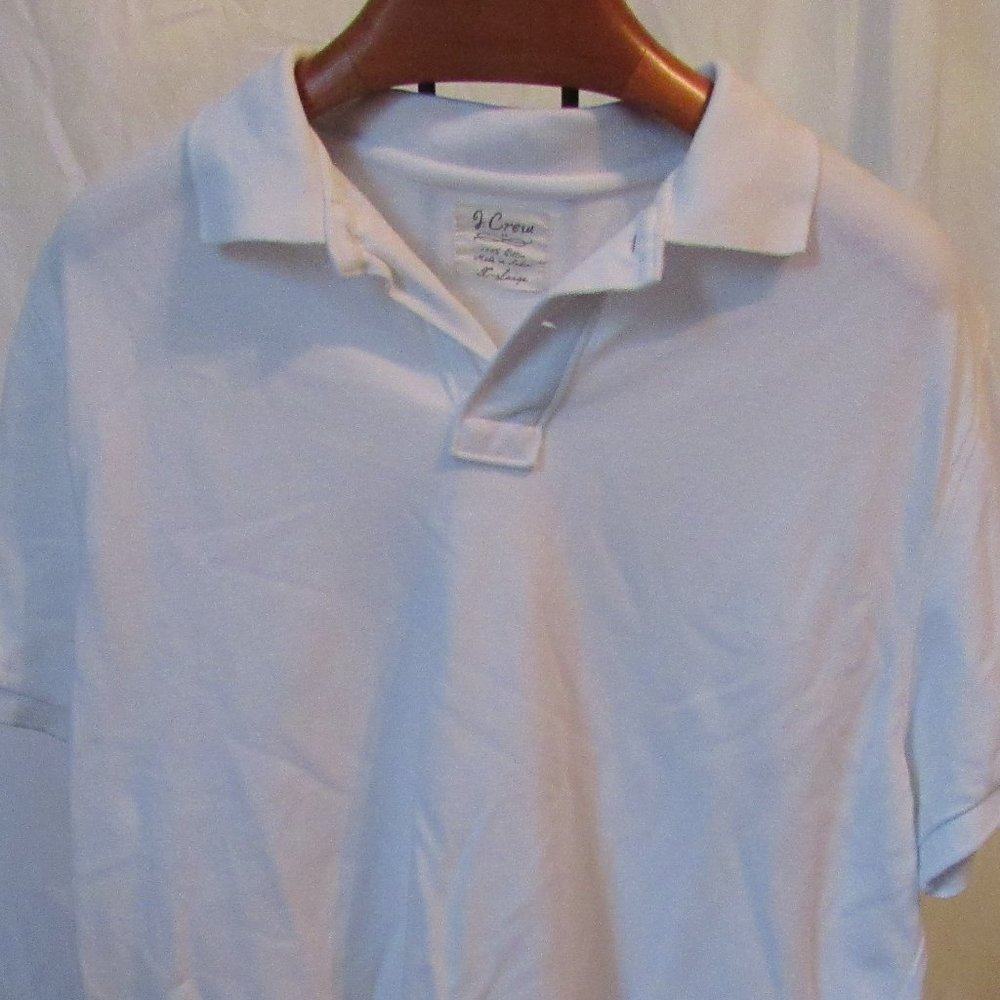 J Crew Factory White Short-Sleeve Polo Size XL 100% Cotton EUC